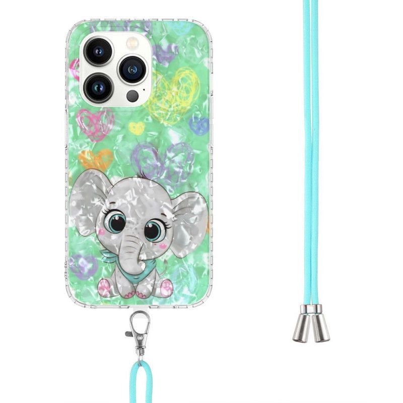 Kryt Na iPhone 14 Pro Na Lana Šňůrový Styl Slona