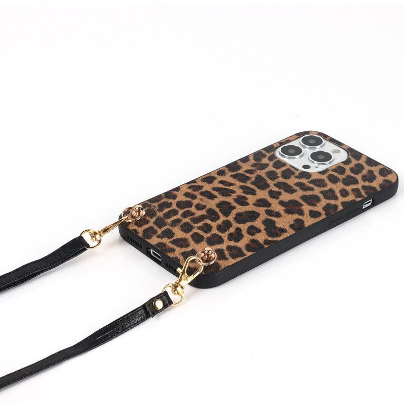 Kryt Na iPhone 14 Pro Leopard S Popruhem Přes Rameno