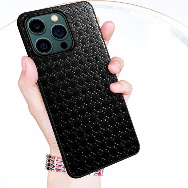 Kryt Na iPhone 14 Pro Tkaná Umělá Kůže