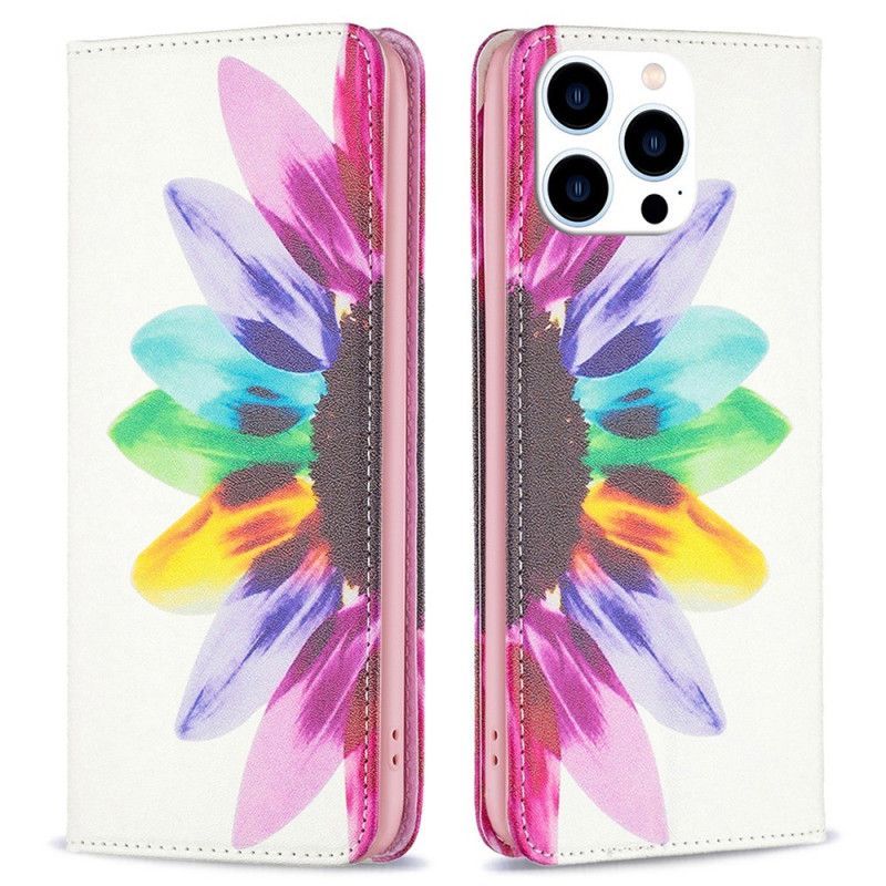 Kryty Na Mobil Na iPhone 14 Pro Flipové Pouzdro Akvarel Květina