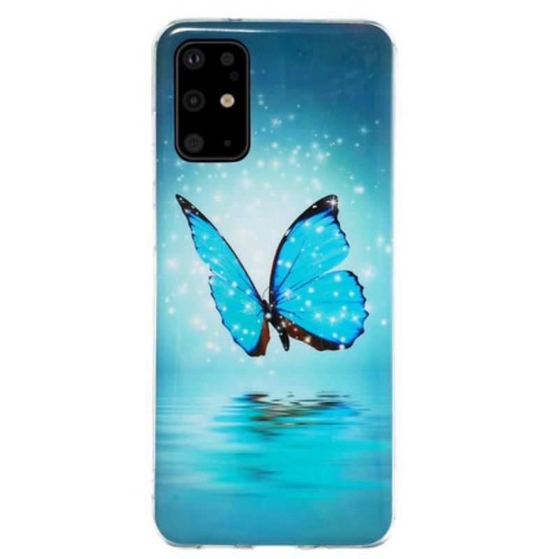 Kryty Na Mobil Na Samsung Galaxy S20 Plus / S20 Plus 5G Fluorescenční Modrý Motýl