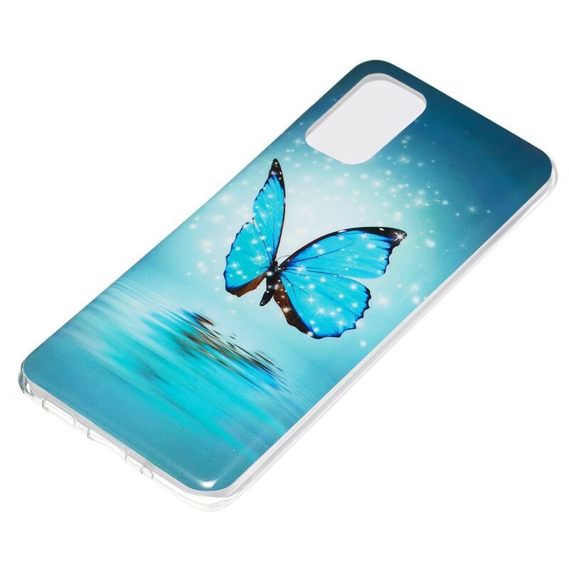 Kryty Na Mobil Na Samsung Galaxy S20 Plus / S20 Plus 5G Fluorescenční Modrý Motýl