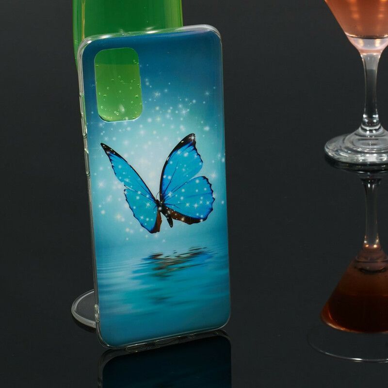 Kryty Na Mobil Na Samsung Galaxy S20 Plus / S20 Plus 5G Fluorescenční Modrý Motýl