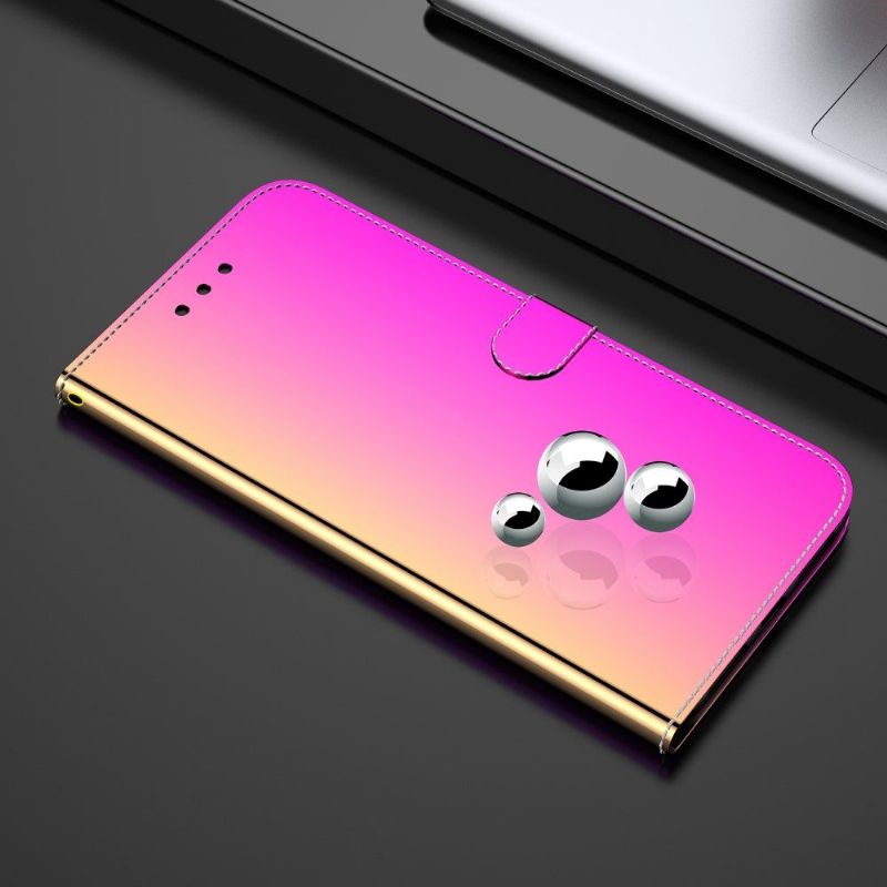 Flipové Pouzdro Na Oppo A74 4G Zrcadlový Efekt Z Umělé Kůže