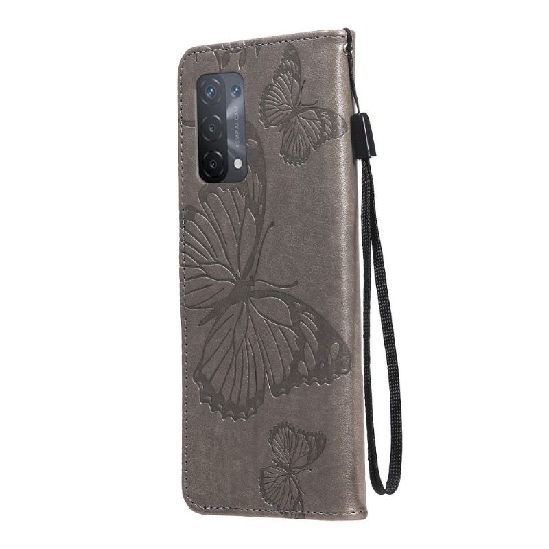 Kožené Pouzdro Na Oppo A74 4G Podpora Motýlů Funkcí