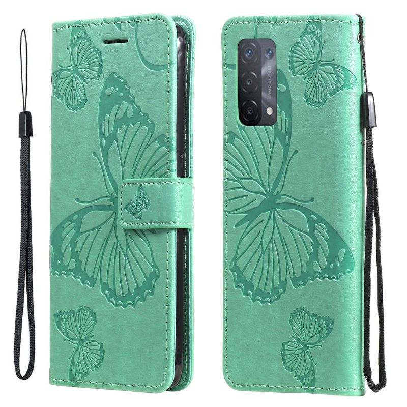 Kožené Pouzdro Na Oppo A74 4G Podpora Motýlů Funkcí
