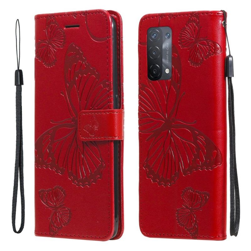 Kožené Pouzdro Na Oppo A74 4G Podpora Motýlů Funkcí
