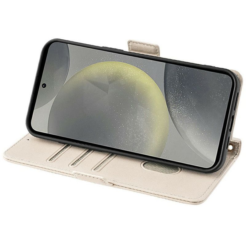 Kožený Kryt Na Samsung Galaxy S25 5g Kovová Spona Na Řemínek