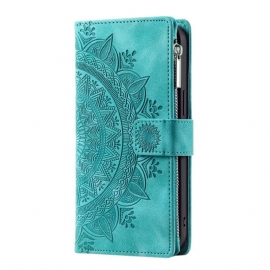 Kožený Kryt Na Samsung Galaxy S25 5g Peněženka S Mandalovým Semišovým Efektem