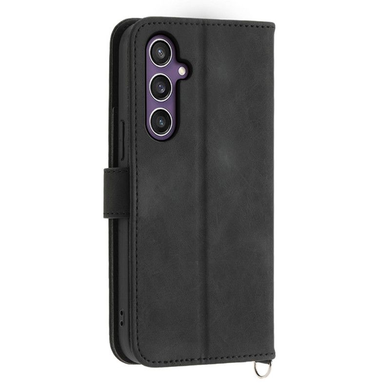 Kožený Kryt Na Samsung Galaxy S25 5g Řemínek S Krajkovým Designem