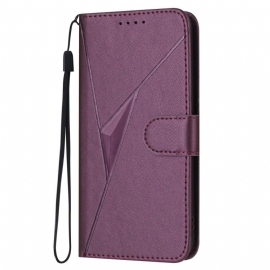 Kožený Kryt Na Samsung Galaxy S25 5g Šňůrka S Trojúhelníkovým Vzorem