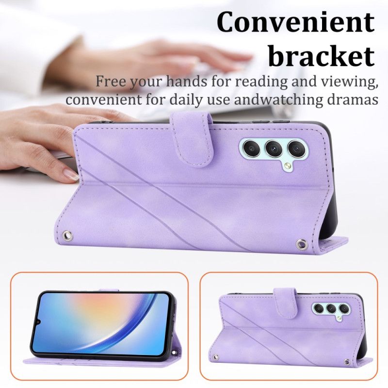 Kožený Kryt Samsung Galaxy S25 5g Pruhovaná Šňůrka