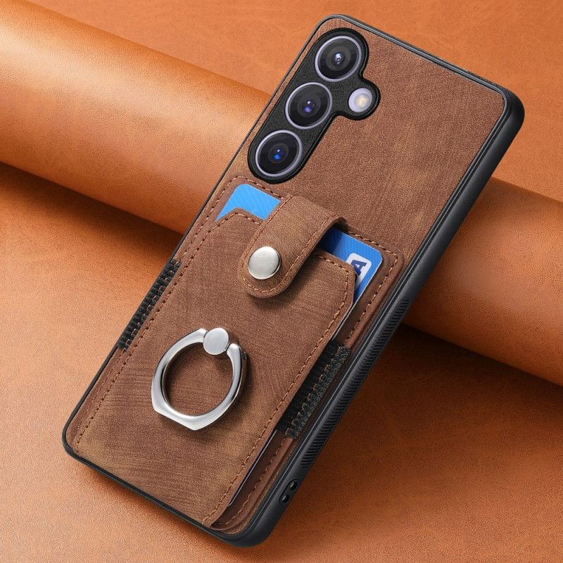 Kryt Na Samsung Galaxy S25 5g Pouzdro Na Karty S Prstenem A Efektem Kůže