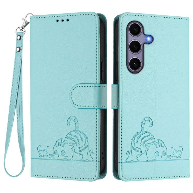 Peněženková Pouzdra Samsung Galaxy S25 5g Kočičí Scéna S Rfid Ochranou