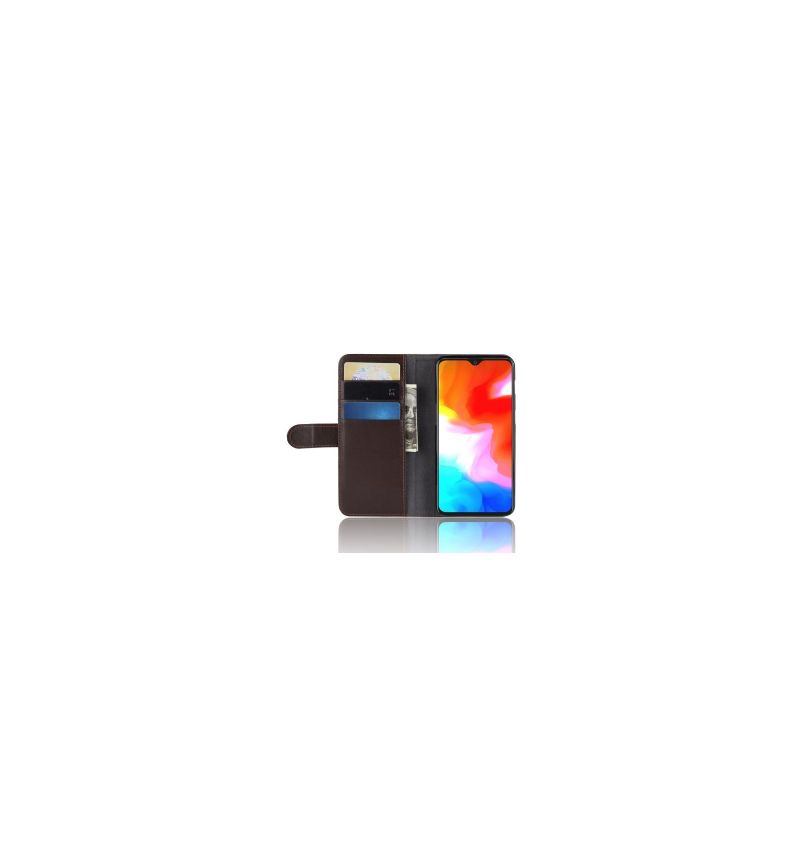 Flipové Pouzdro Na OnePlus 6T Prémiová Kůže - Hnědá
