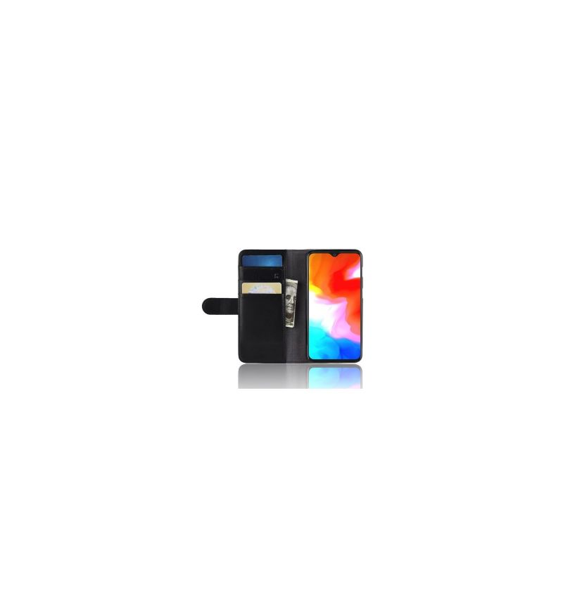 Kožené Pouzdro Na OnePlus 6T Prémiová Kůže - Černá