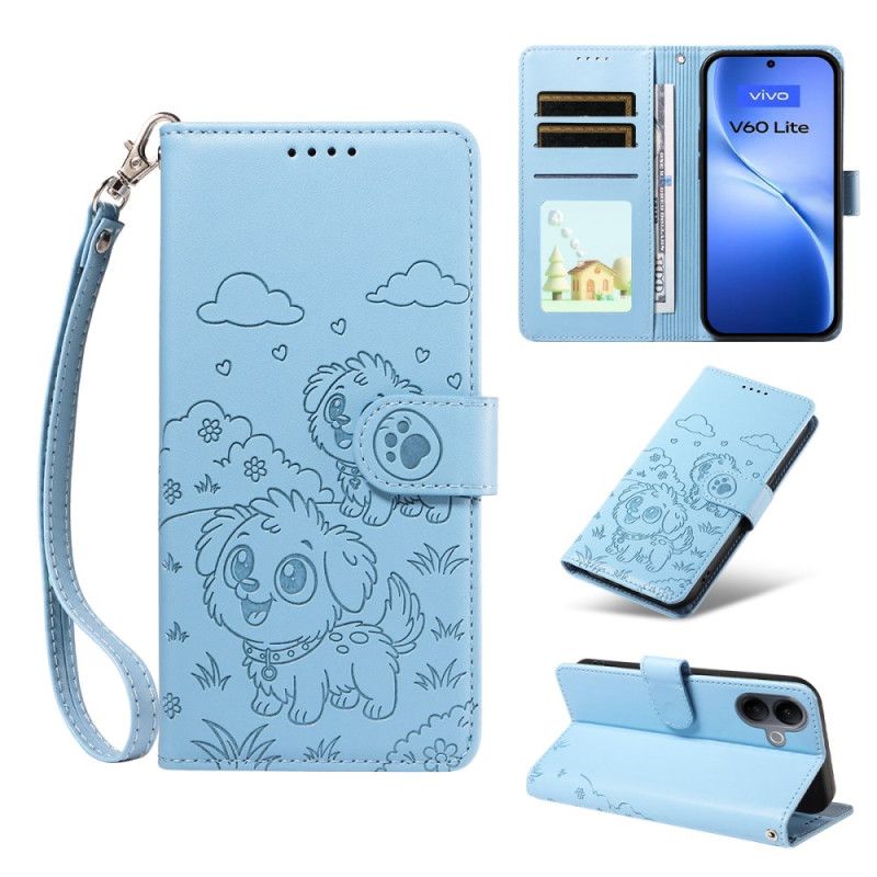 Kožený Kryt Vivo V60 Lite Rfid Ochrana A Psí Vzor