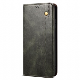Kožené Pouzdro Folio iPhone 16 Plus Voskovaná Imitace Kůže