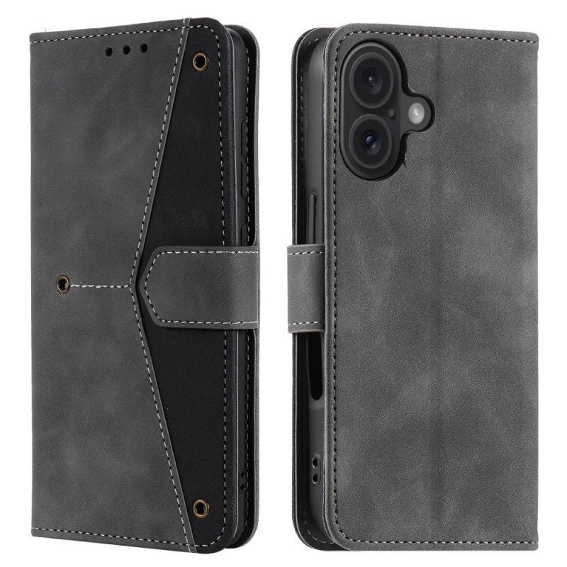 Kožený Kryt iPhone 16 Plus Dvoubarevná Peněženka