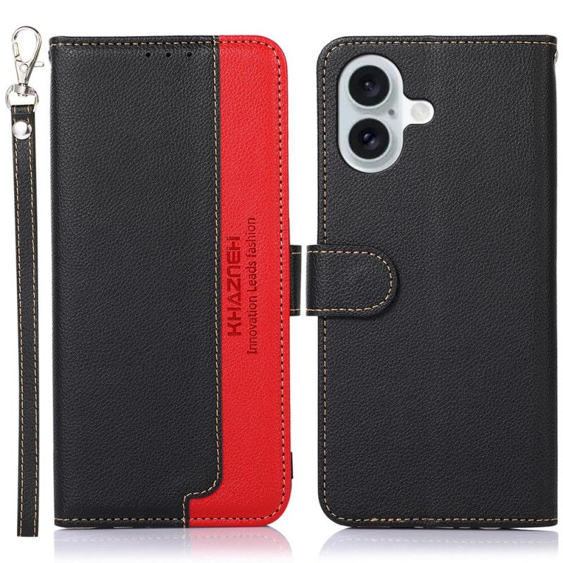 Kožený Kryt iPhone 16 Plus Khazneh Bicolor Blokování Rfid