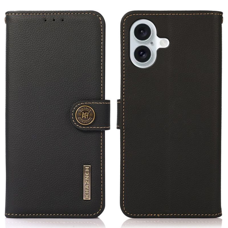 Kožený Kryt iPhone 16 Plus Klasické Blokování Rfid Khazneh