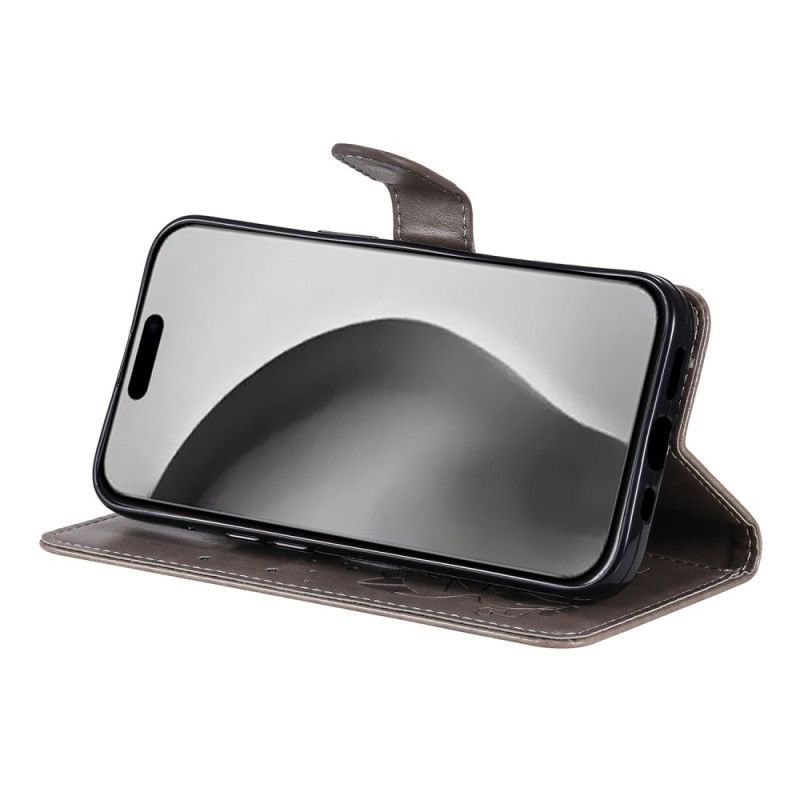 Kožený Kryt iPhone 16 Plus Kočka A Včela S Popruhem