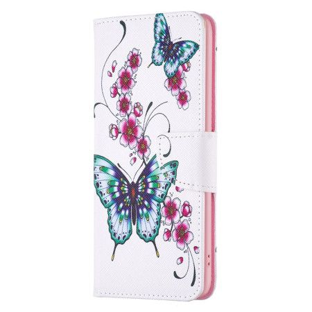 Kožený Kryt iPhone 16 Plus Květiny A Motýli