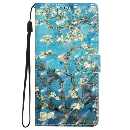 Kožený Kryt iPhone 16 Plus Květy Meruněk S Popruhem