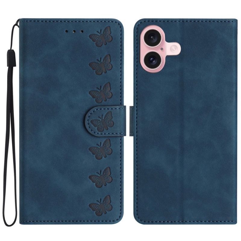 Kožený Kryt iPhone 16 Plus Motýlí Vlys