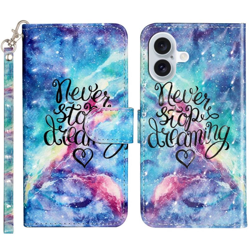 Kožený Kryt iPhone 16 Plus Nikdy Nezastavujte Popruh