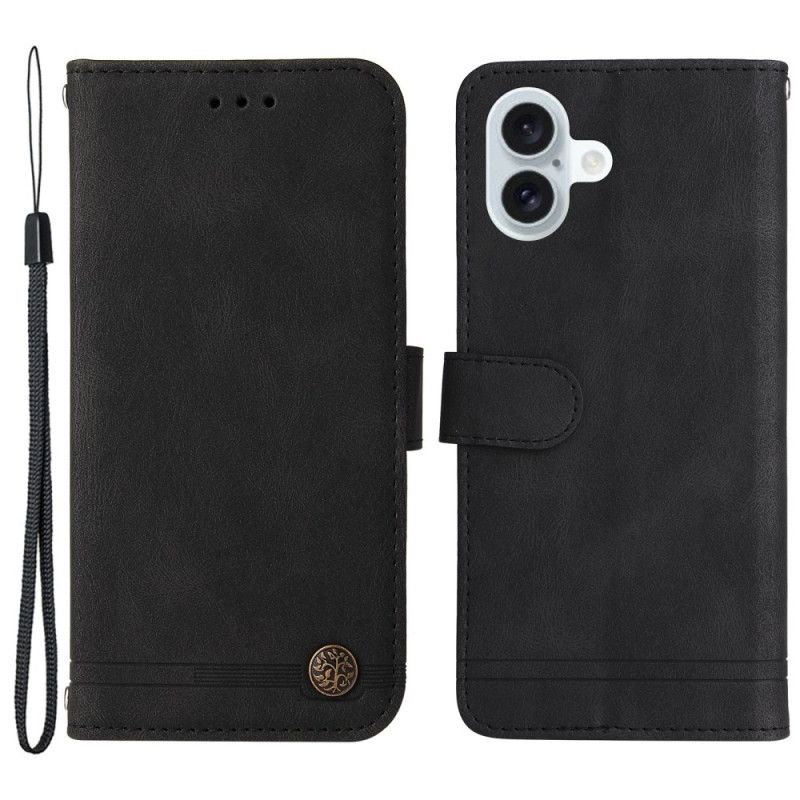 Kožený Kryt iPhone 16 Plus Ozdobný Nýt