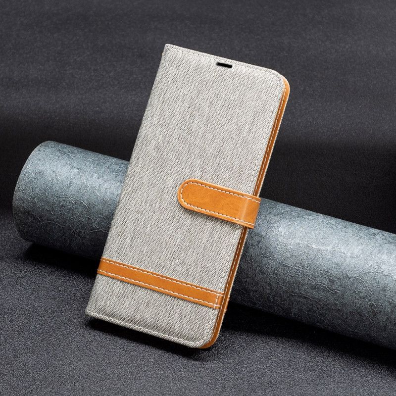 Kožený Kryt iPhone 16 Plus Pásková Džínová Tkanina