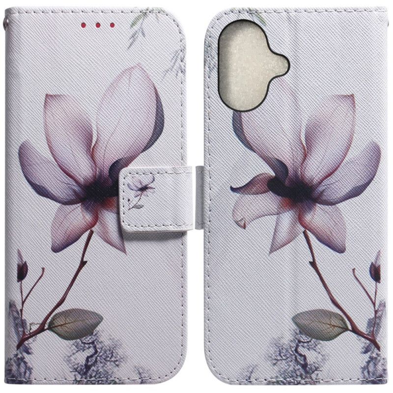 Kožený Kryt iPhone 16 Plus Růžový Květ