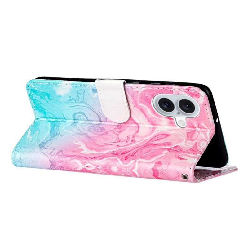 Kožený Kryt iPhone 16 Plus Růžový Zelený Mramor