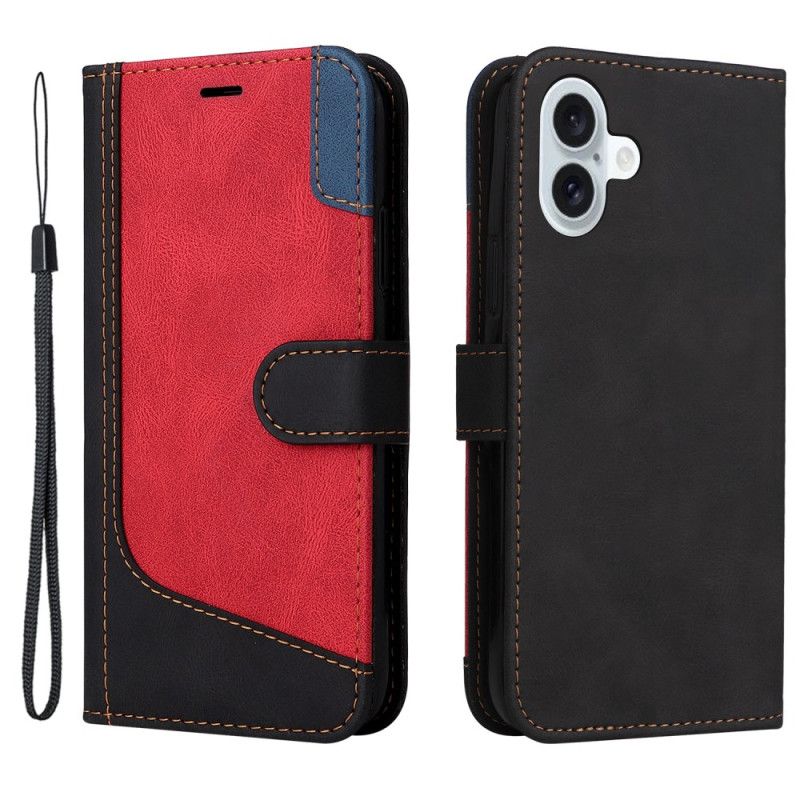 Kožený Kryt iPhone 16 Plus Trikolóra S Páskem