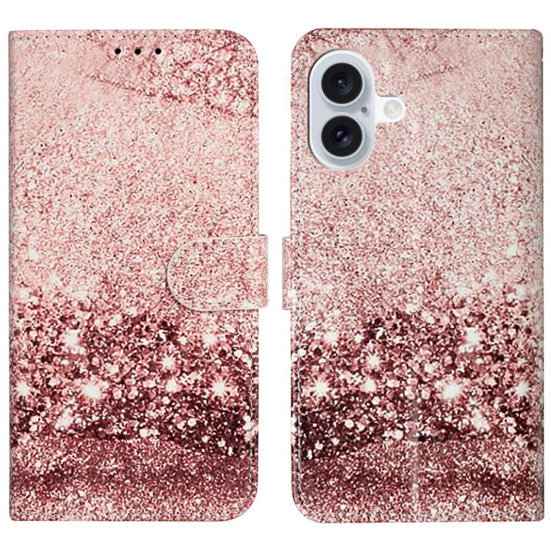 Kožený Kryt iPhone 16 Plus Vzor Z Růžového Mramoru