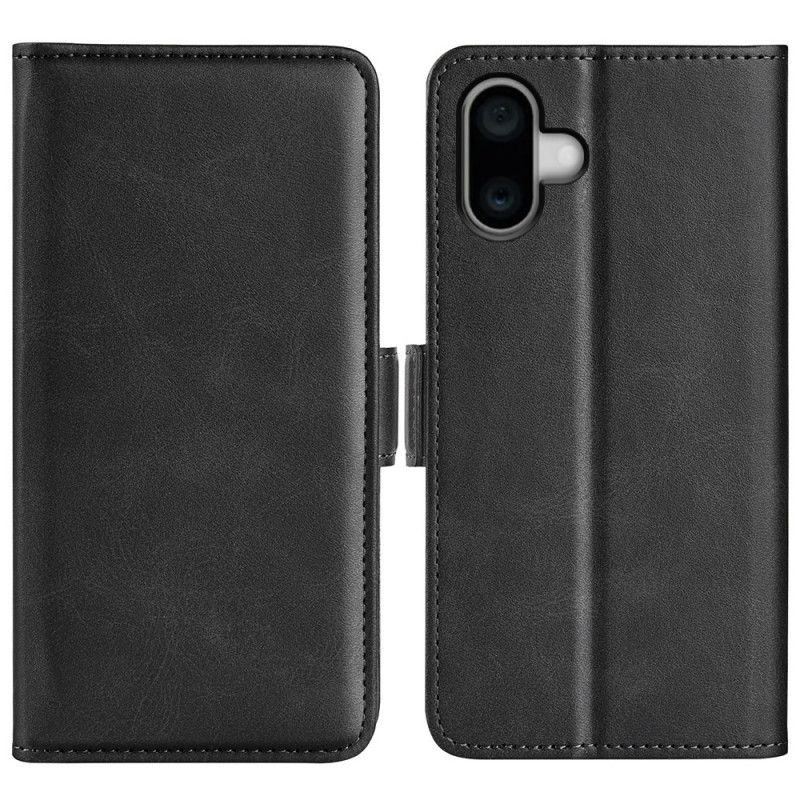 Kožený Kryt Na iPhone 16 Plus Dvojitá Spona