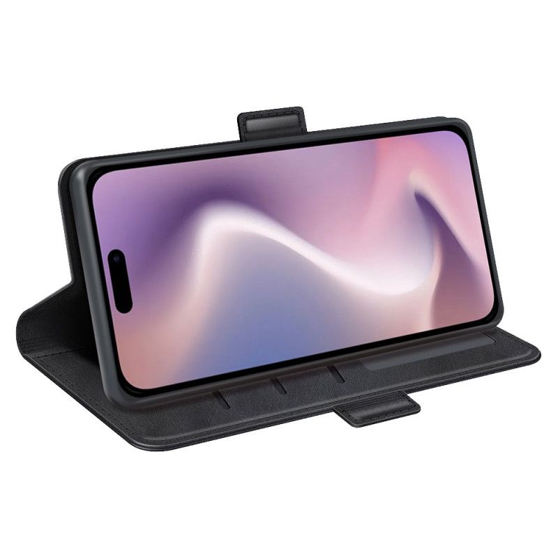 Kožený Kryt Na iPhone 16 Plus Dvojitá Spona