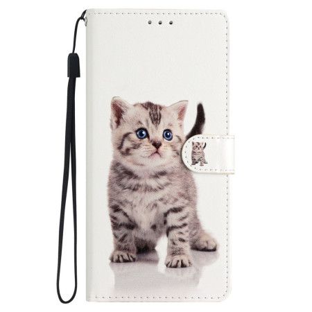 Kožený Kryt Na iPhone 16 Plus Kotě S Popruhem