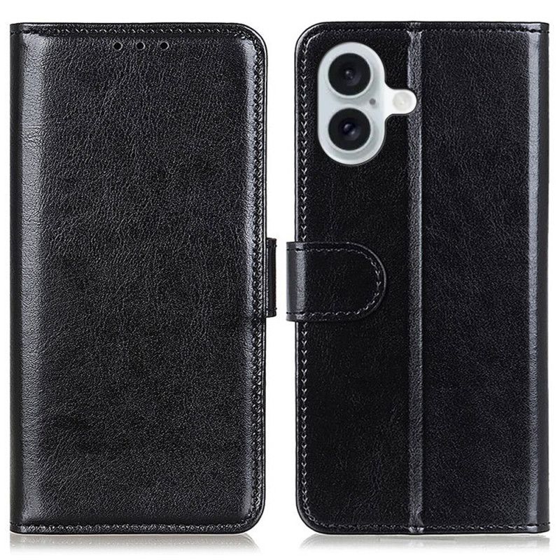 Kožený Kryt Na iPhone 16 Plus Umělá Lakovaná Kůže