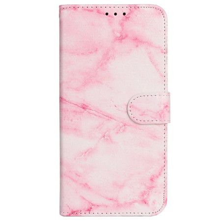 Kožený Kryt Na iPhone 16 Plus Vzor Růžového Mramoru