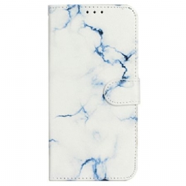 Kožený Kryt Na iPhone 16 Plus Vzor Z Bílého Mramoru