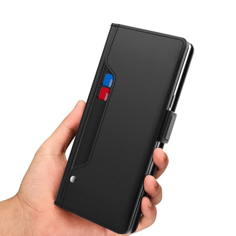Kožený Kryt Na iPhone 16 Plus Zrcadlový A Odnímatelný Držák Karty