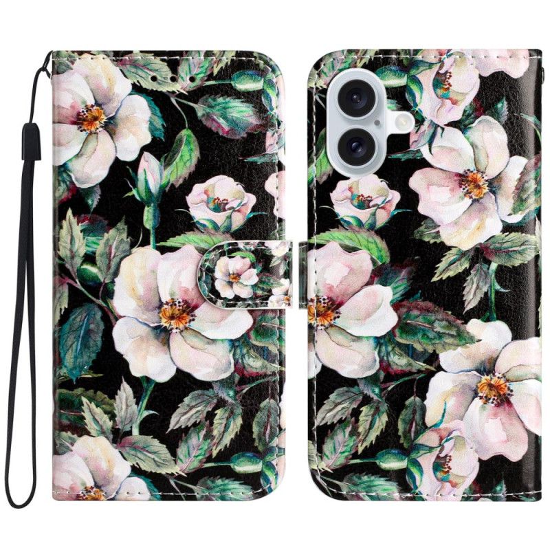 Kožený Kryt Na iPhone 16 Plus Řemenové Magnólie