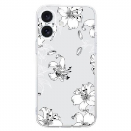 Kryt iPhone 16 Plus Bílé Květy