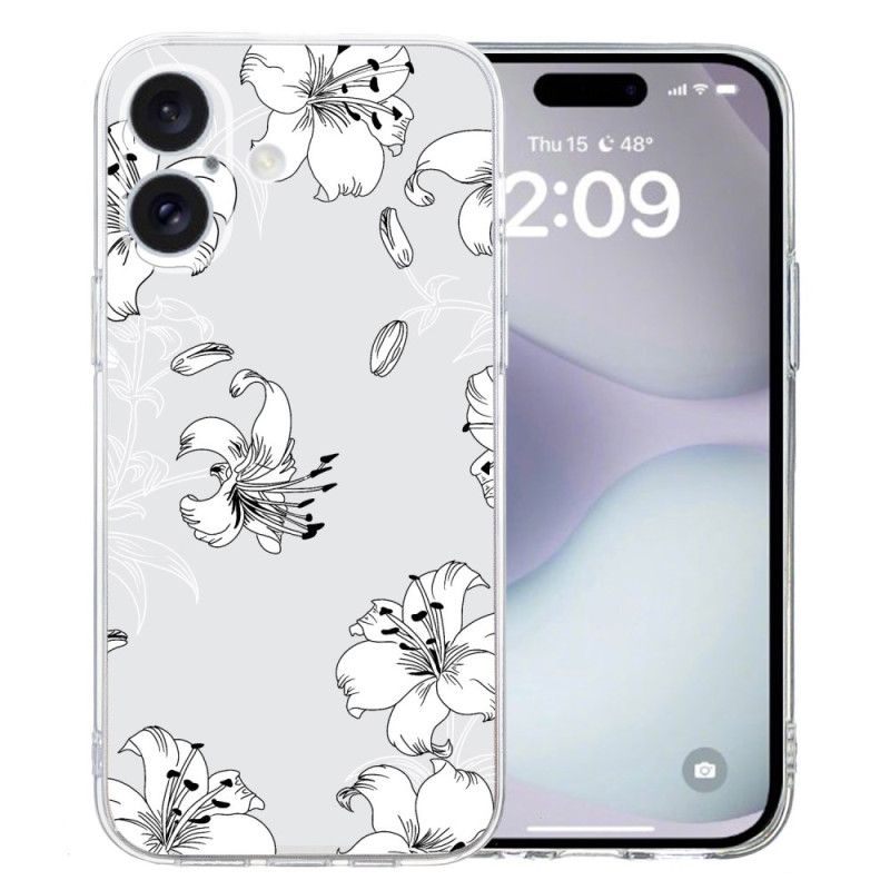 Kryt iPhone 16 Plus Bílé Květy