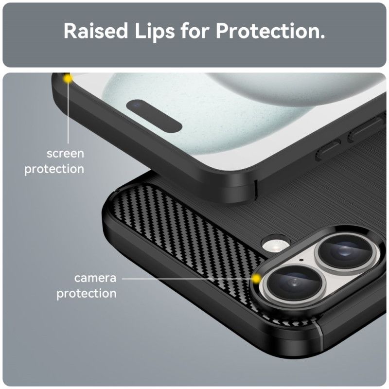 Kryt iPhone 16 Plus Kryty Na Mobil Kartáčované Uhlíkové Vlákno