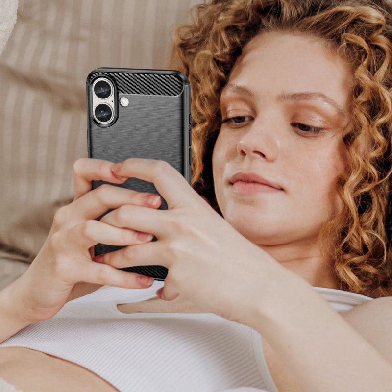 Kryt iPhone 16 Plus Kryty Na Mobil Kartáčované Uhlíkové Vlákno