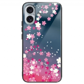 Kryt iPhone 16 Plus Kryty Na Mobil Tvrzené Sklo Růžové Květy