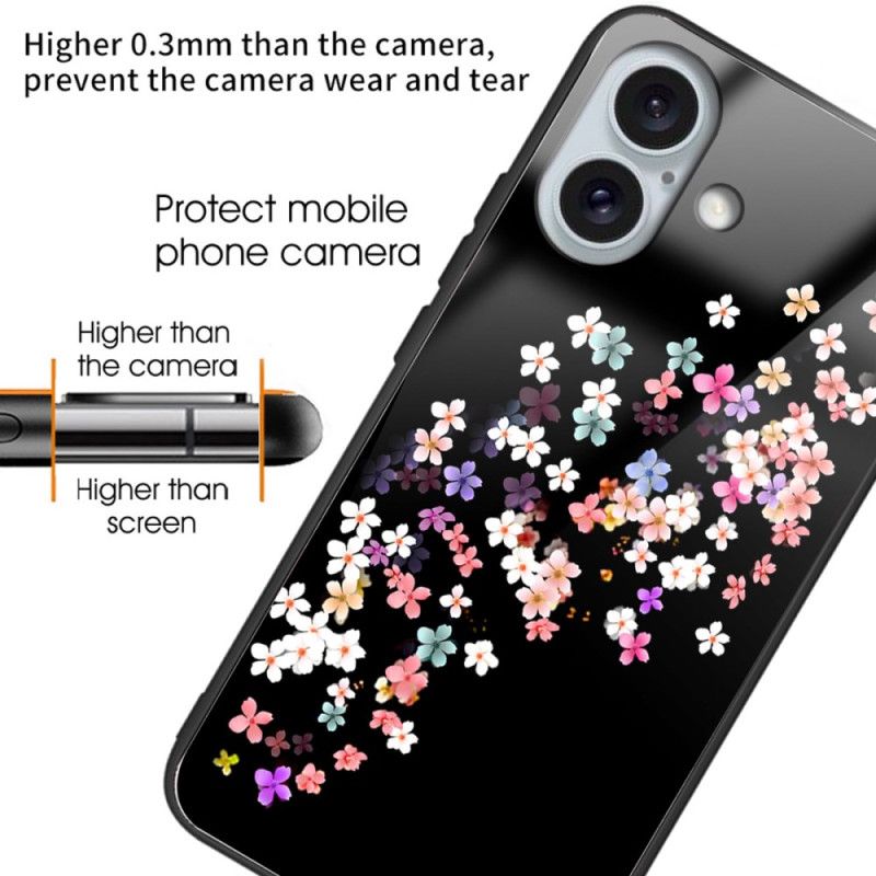 Kryt iPhone 16 Plus Květinový Vzor Z Tvrzeného Skla